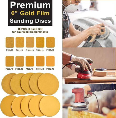 6 Inch No-Hole Hook and Loop Sanding Discs 220 Grit Random Orbital Sandpaper for Automotive and Woodworking 100Pack in Saudi Arabia