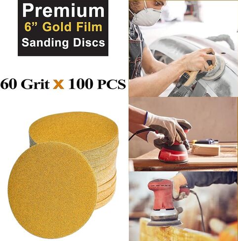 6 Inch No-Hole Hook and Loop Sanding Discs 220 Grit Random Orbital Sandpaper for Automotive and Woodworking 100Pack in Saudi Arabia