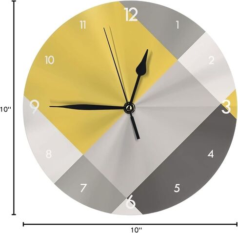 ساعة حائط بنمط هندسي عتيق في منتصف القرن - 10 بوصة ساعات حائط صامتة غير موقوتة - ديكور ريفي ريفي عتيق لغرفة المعيشة والمطبخ والمنزل والحمام وغرفة النوم in Kuwait