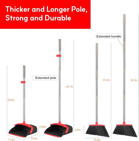 Broom with Dustpan Set, 55" Long Handle Broom and Dustpan Set for Home, Kitchen, Room, Office, Lobby, Indoor Floor Cleaning, Dustpan and Broom Set in Saudi Arabia