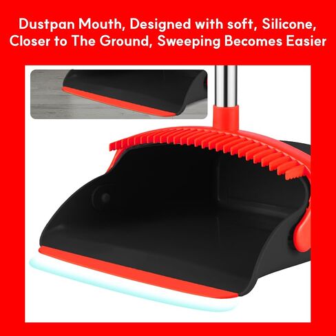Broom with Dustpan Set, 55" Long Handle Broom and Dustpan Set for Home, Kitchen, Room, Office, Lobby, Indoor Floor Cleaning, Dustpan and Broom Set in Saudi Arabia