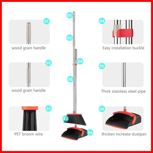 Broom with Dustpan Set, 55" Long Handle Broom and Dustpan Set for Home, Kitchen, Room, Office, Lobby, Indoor Floor Cleaning, Dustpan and Broom Set in Saudi Arabia