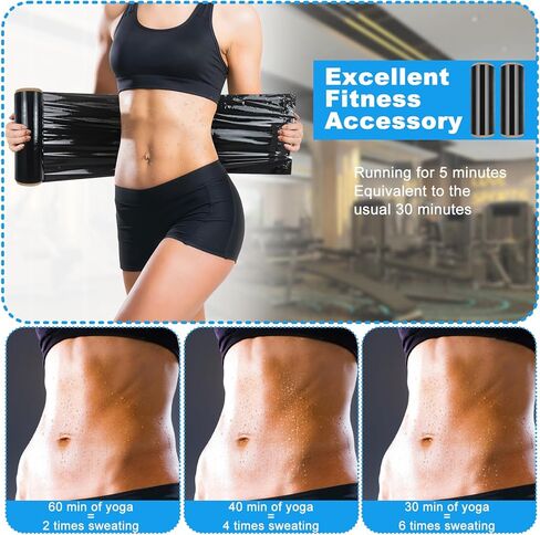 8 لفات بطول 50 مترًا من البلاستيك الأسموزي الأسود، لفافة الجسم للتمرين والتعرق، لفافة الجسم الحرارية، لفافة الطاقة لتأثير الجسم in Kuwait