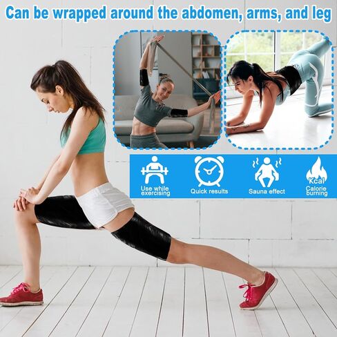 8 لفات بطول 50 مترًا من البلاستيك الأسموزي الأسود، لفافة الجسم للتمرين والتعرق، لفافة الجسم الحرارية، لفافة الطاقة لتأثير الجسم in Kuwait