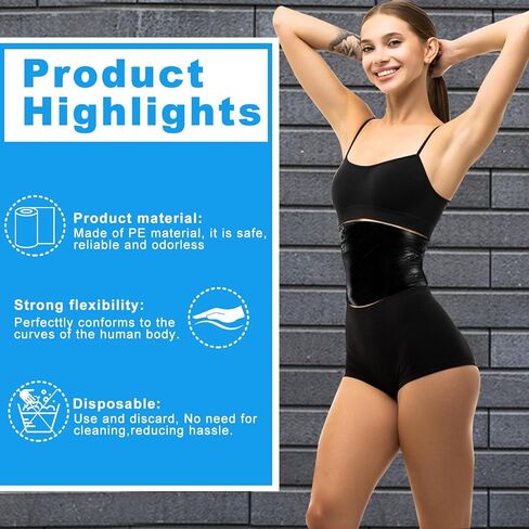 8 لفات بطول 50 مترًا من البلاستيك الأسموزي الأسود، لفافة الجسم للتمرين والتعرق، لفافة الجسم الحرارية، لفافة الطاقة لتأثير الجسم in Kuwait