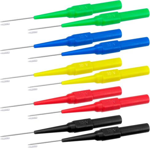 4Pcs 0.7mm Test Probe Pins, Stainless Steel Wire Piercing Needle, Non-Destructive Insulation Multimeter Test Lead Back Super Tip for Banana Socket Plug, Car Tester(Black Red) in Saudi Arabia