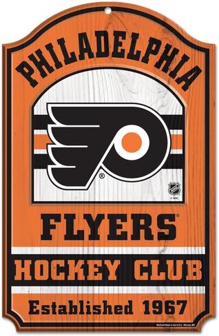WinCraft NHL Philadelphia Flyers 20753014 Wood Sign, 11" x 17", Black in Saudi Arabia