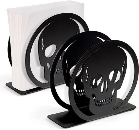 قطعتين من حامل مناديل جمجمة الهالوين، حامل مناديل معدنية سوداء، حامل مناديل العشاء والكوكتيل الجديد، حامل مناديل ورقية، منظم للمنزل، المطبخ، المطعم، ديكور الفندق in Kuwait