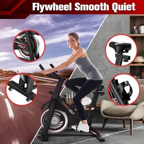 Exercise Bike,Indoor Cycling Bike Stationary with Comfortable Seat Cushion,Brake Pad Silent Belt Drive for Home Cardio,Workout Bike with 300lbs Weight Capacity,Black Orange in Saudi Arabia