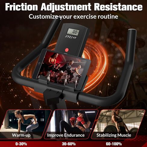 Exercise Bike,Indoor Cycling Bike Stationary with Comfortable Seat Cushion,Brake Pad Silent Belt Drive for Home Cardio,Workout Bike with 300lbs Weight Capacity,Black Orange in Saudi Arabia