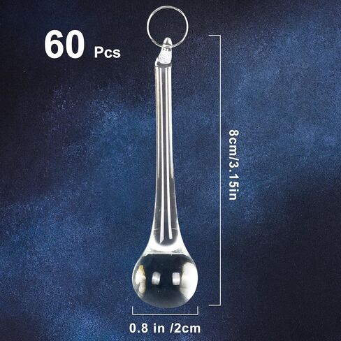 Whaline 40Pcs Crystal Hanging Ornaments 3 Inch Clear Teardrop Chandelier Decor Glass Hanging Ornaments for Christmas Tree Decorations Party Home Decor in Saudi Arabia