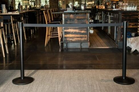 [2 Pack] Commercial Quaility Crowd Control Stanchion Set, 9.5 Foot Black Retractable Belt, 16 Pound Base, Portable Temporary Barriers Barricades for Indoor & Outdoor in Kuwait