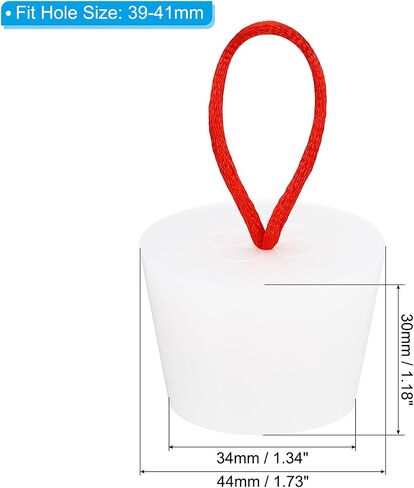 MECCANIXITY Silicone Rubber Tapered Plug 35 to 45mm Solid Bathtub Bungs Stopper with Handle for Test Tubes, Water Pipe, Drainage Hole, White 2 Pieces in Saudi Arabia