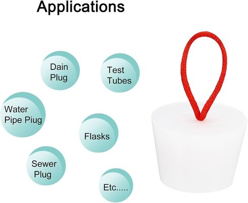 MECCANIXITY Silicone Rubber Tapered Plug 35 to 45mm Solid Bathtub Bungs Stopper with Handle for Test Tubes, Water Pipe, Drainage Hole, White 2 Pieces in Saudi Arabia