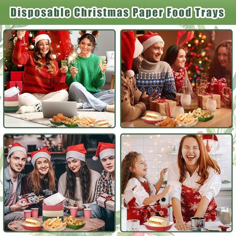 120 قطعة من قوارب طعام ورقية لعيد الميلاد بوزن 1 رطل للاستعمال مرة واحدة، صواني طعام للوجبات الخفيفة وصواني ناتشو، حاملات قوارب تقديم الطعام للاستعمال مرة واحدة، حاوية طعام للوجبات الخفيفة والحلوى لتزيين مستلزمات حفلات عيد الميلاد in Kuwait