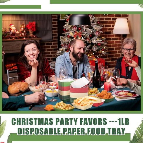 120 قطعة من قوارب طعام ورقية لعيد الميلاد بوزن 1 رطل للاستعمال مرة واحدة، صواني طعام للوجبات الخفيفة وصواني ناتشو، حاملات قوارب تقديم الطعام للاستعمال مرة واحدة، حاوية طعام للوجبات الخفيفة والحلوى لتزيين مستلزمات حفلات عيد الميلاد in Kuwait