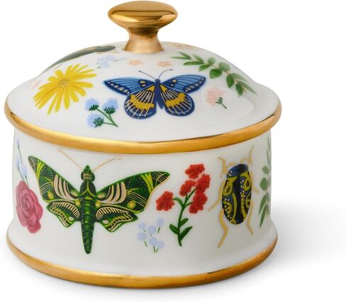 شركة RIFLE PAPER CO. علبة بورسلين دائرية | حافة ومقبض مطلي بالذهب، منظم المجوهرات والحلي، يحمي الأشياء الصغيرة، مكتب منظم، لطيف وعصري (3.2 سم عرض × 3 سم ارتفاع)، كوريو in Kuwait