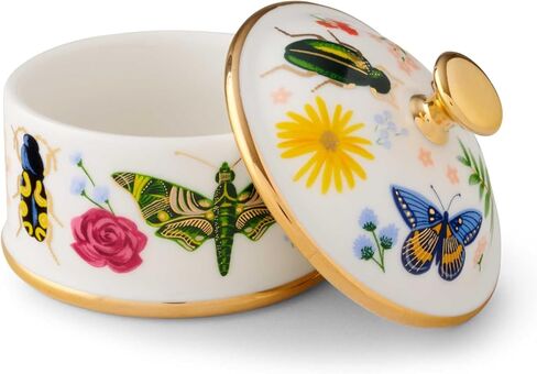 شركة RIFLE PAPER CO. علبة بورسلين دائرية | حافة ومقبض مطلي بالذهب، منظم المجوهرات والحلي، يحمي الأشياء الصغيرة، مكتب منظم، لطيف وعصري (3.2 سم عرض × 3 سم ارتفاع)، كوريو in Kuwait