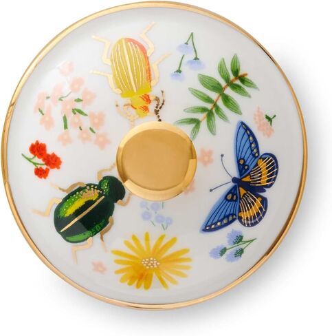 شركة RIFLE PAPER CO. علبة بورسلين دائرية | حافة ومقبض مطلي بالذهب، منظم المجوهرات والحلي، يحمي الأشياء الصغيرة، مكتب منظم، لطيف وعصري (3.2 سم عرض × 3 سم ارتفاع)، كوريو in Kuwait