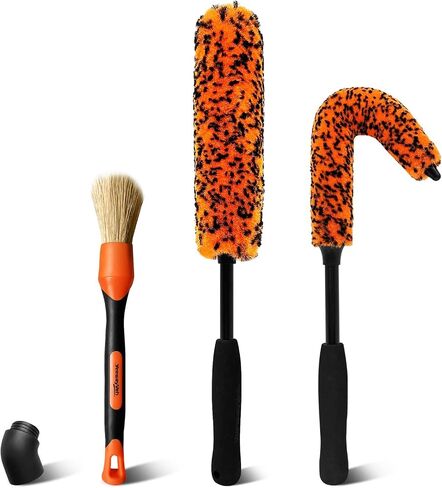 Car Wheel Brush Kit, 3 Pack Long Handle Wheel Cleaning Brush and Detailing Brush, Scratch-Free Wheel Cleaner Brushes for Vehicle Motorcycle Rim Fenders Engine Exhaust Tips, Green in Saudi Arabia