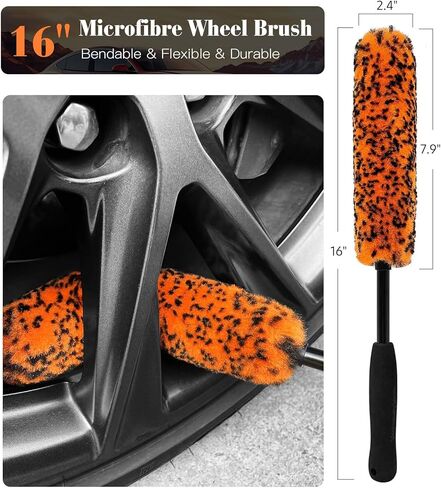 Car Wheel Brush Kit, 3 Pack Long Handle Wheel Cleaning Brush and Detailing Brush, Scratch-Free Wheel Cleaner Brushes for Vehicle Motorcycle Rim Fenders Engine Exhaust Tips, Green in Saudi Arabia