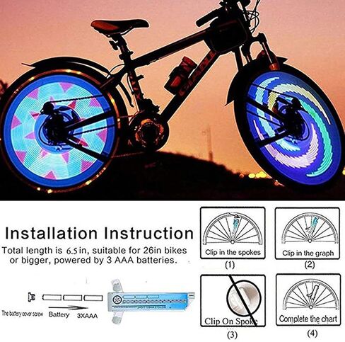 دراجة عجلة ضوء دراجة نارية دراجة الإطارات عجلة أضواء 32 LED فلاش تكلم ضوء مصباح 32 أنماط مختلفة تغيير أضواء ركوب الدراجات في الهواء الطلق لعجلة الدراجة in Saudi Arabia