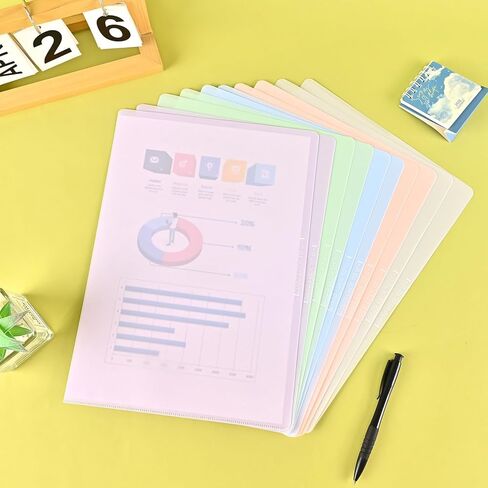 BAYTORY 10 Pack Plastic File Folders, Gradient Colors Project Pockets Plastic Sleeves for Paper 11×8.5 inches, Documents Folder Paper Sheet Protectors for Office School (Blue) in Kuwait