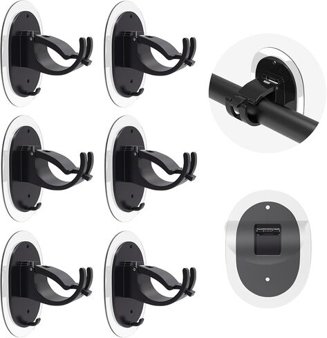 6 عبوات من دعامات قضيب الستارة بدون مثقاب، حوامل قضيب ستارة ذاتية اللصق، بدون دعامات ستارة مثقبة، دعامات قضيب ستارة سهلة بدون حفر، لغرفة النوم، وغرفة المعيشة، والمطبخ، والحمام in Kuwait