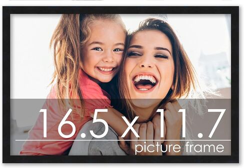 11x18 Frame Black Solid Wood Picture Frame - UV Acrylic, Foam Board Backing & Hanging Hardware Included in Kuwait