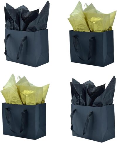 JUNESHE Small Gift Bags with Handles & Tissue Paper,4 Pack Mini White Gift Bags, Extra Small White Paper Bags, Tiny Gift Wrap for Birthday Party Favors, Baby Shower in Kuwait