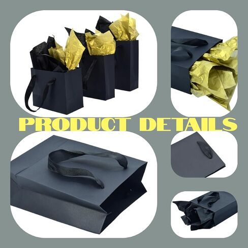 JUNESHE Small Gift Bags with Handles & Tissue Paper,4 Pack Mini White Gift Bags, Extra Small White Paper Bags, Tiny Gift Wrap for Birthday Party Favors, Baby Shower in Kuwait