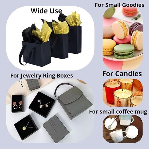 JUNESHE Small Gift Bags with Handles & Tissue Paper,4 Pack Mini White Gift Bags, Extra Small White Paper Bags, Tiny Gift Wrap for Birthday Party Favors, Baby Shower in Kuwait