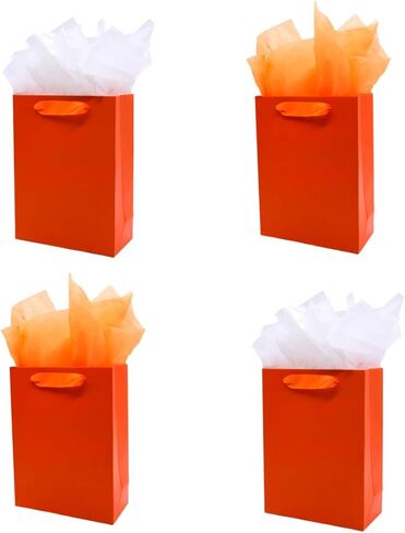 JUNESHE Small Gift Bags with Handles & Tissue Paper,4 Pack Mini White Gift Bags, Extra Small White Paper Bags, Tiny Gift Wrap for Birthday Party Favors, Baby Shower in Kuwait