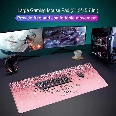 Large Extended Mouse Pad with Superior Micro-Weave Cloth, Inspirational Quote Mouse Pads for Desk,Waterproof Non-Slip Rubber Base Mousepad Desk Mat for Office/Home/Desktop,Pink Mouse Pad for Women in Kuwait