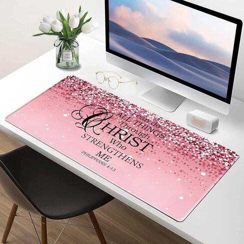 Large Extended Mouse Pad with Superior Micro-Weave Cloth, Inspirational Quote Mouse Pads for Desk,Waterproof Non-Slip Rubber Base Mousepad Desk Mat for Office/Home/Desktop,Pink Mouse Pad for Women in Kuwait