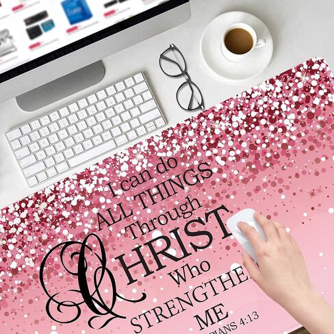 Large Extended Mouse Pad with Superior Micro-Weave Cloth, Inspirational Quote Mouse Pads for Desk,Waterproof Non-Slip Rubber Base Mousepad Desk Mat for Office/Home/Desktop,Pink Mouse Pad for Women in Kuwait