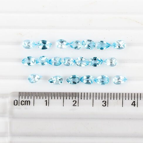 (1 Stone Pack, Brilliant cut, 8X6X4 mm) AURA GEMS Natural Swiss Blue Topaz Gemstone Oval Shape Healing Birthstone Crystals Wholesale Lot-Zodiac Gemstone-DIY Jewelry Making Bulk Gemstone Deal in Saudi Arabia