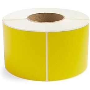 Yellow 4" x 6" Direct Thermal Shipping Labels, 1" Cores, 250 Labels Per Roll, Permanent Adhesive, Perforations Between Labels (4 Rolls)