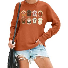 HEBBE Thanksgiving Sweatshirts for Women Turkey Graphic Shirt Casual Fall Pullover Top Autumn Blouse Tee