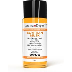 24K Egyptian Musk Fragrance Oil, Pure Uncut - for DIY Lotions, Soapmaking, Incense, Aromatherapy Diffusers (30ml)