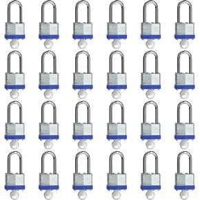 Laminated keyed Padlock (1-9/16", 40mm), keyed Alike Locks,Blue Hoop, Long Shackle, Pack of 60，Lock for Gym Locker, Luggage, Suitcase, Baggage, Toolbox, Case