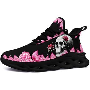 Skull Running Shoes for Men Women Athletic Cushion Non Slip Sports Walking Sneaker Gym Jogging Training Road Running Shoes