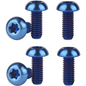 M5 x 10mm Titanium Bolts Torx T25 Head for Bike Bicycle Disc Brake Rotor Screw 6Pcs (Black)
