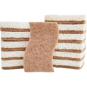 Wood Pulp Cotton Double-Sided Cleaning Sponges - Non-Scratch, Absorbent and Hard-Wearing, Daily Kitchen Tasks: Dishes, Countertops, Utensils, Non-Stick Cookware and Sinks - Blue, Pack of 6