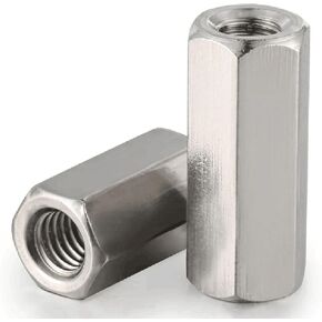2PCS M8 X 1.25-Pitch 40mm Length 304 Stainless Steel Metric Hex Coupling Nut