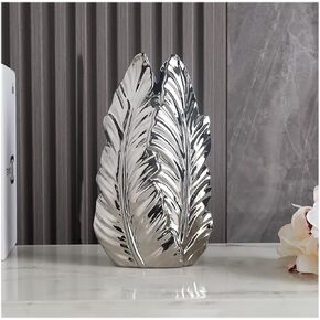 Nordic Light Luxury Gold Painted Ceramic high-end vases-Elegant Home Decor-Flower Vase/Contemporary Design - Wedding Table Accent - Boho Pottery (Color : White, Size : L)