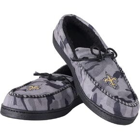FOCO Men's NFL Team Logo Printed Camo Moccasin Slippers