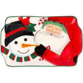 Vietri Old St. Nick 2024 Limited Edition Rectangular Plate - 7.5" Collectible Ceramic Christmas Dish