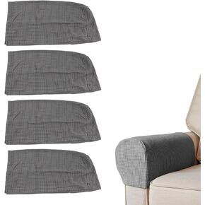 Wealrit 4 Pack Stretch Armrest Covers Couch Arm Covers Sofa Arm Covers Furniture Armchair Slipcovers for Recliner(Gray)