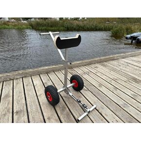 LaunchingWheels Outboard Boat Motor Carrier Cart Stand Trolley, Portable Storage Rack, Stainless Steel, Light model